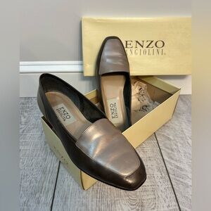 Enzo Angiolini Liberty Gold and Bronze/ Brown Flat Loafers - Gently Used